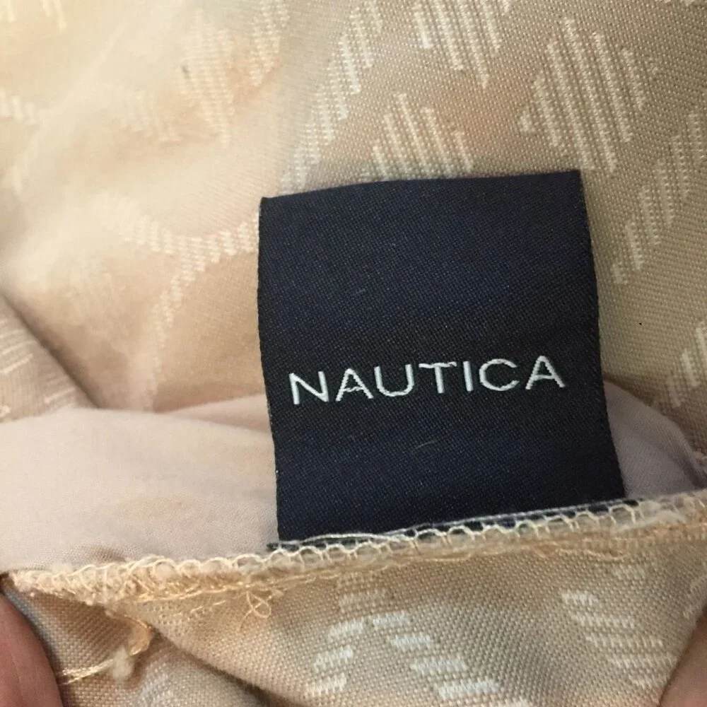 Nautica Queen Duvett Cover Taupe Patterned Buttons Cotton & Polyester 90 X 102